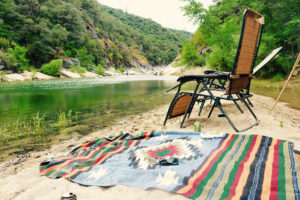 Photo of a Personal River Beach with Lawn Chairs